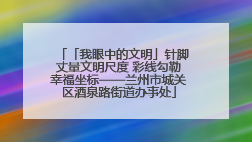 「我眼中的文明」针脚丈量文明尺度 彩线勾勒幸福坐标——兰州市城关区酒泉路街道办事处