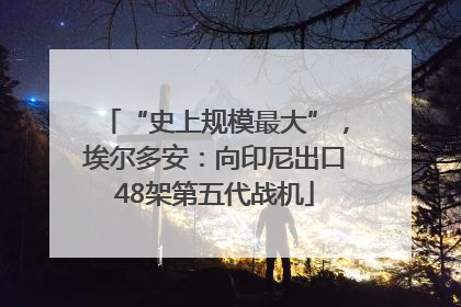 “史上规模最大”，埃尔多安：向印尼出口48架第五代战机