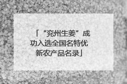 “兖州生姜”成功入选全国名特优新农产品名录