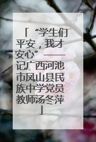 “学生们平安，我才安心”——记广西河池市凤山县民族中学党员教师汤冬萍