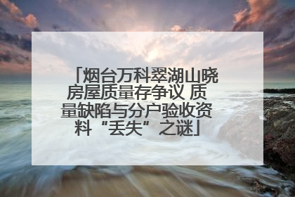 烟台万科翠湖山晓房屋质量存争议 质量缺陷与分户验收资料“丢失”之谜