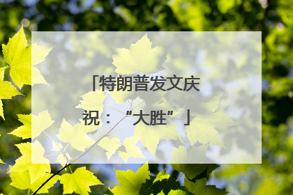特朗普发文庆祝：“大胜”