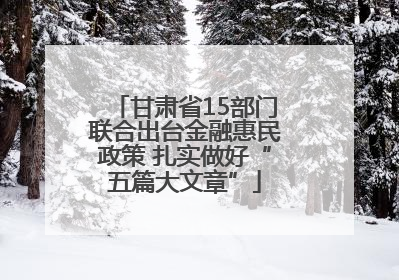 甘肃省15部门联合出台金融惠民政策 扎实做好“五篇大文章”