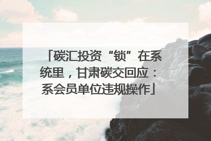 碳汇投资“锁”在系统里，甘肃碳交回应：系会员单位违规操作