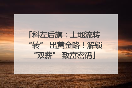 科左后旗：土地流转 “转” 出黄金路！解锁 “双薪” 致富密码