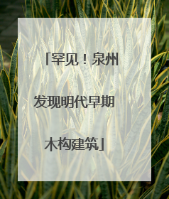 罕见！泉州发现明代早期木构建筑