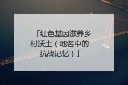 红色基因滋养乡村沃土（地名中的抗战记忆）