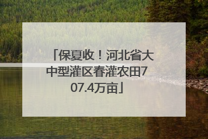 保夏收！河北省大中型灌区春灌农田707.4万亩