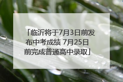 临沂将于7月3日前发布中考成绩 7月25日前完成普通高中录取