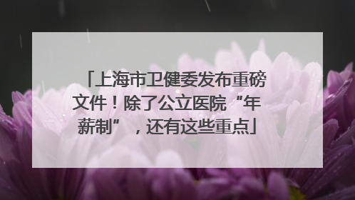 上海市卫健委发布重磅文件！除了公立医院“年薪制”，还有这些重点