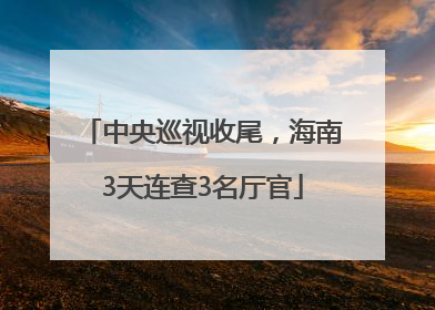 中央巡视收尾，海南3天连查3名厅官