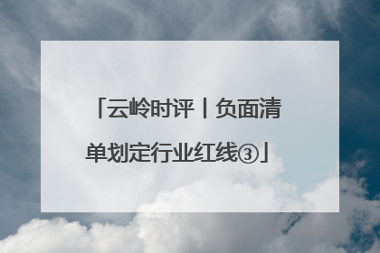 云岭时评丨负面清单划定行业红线③