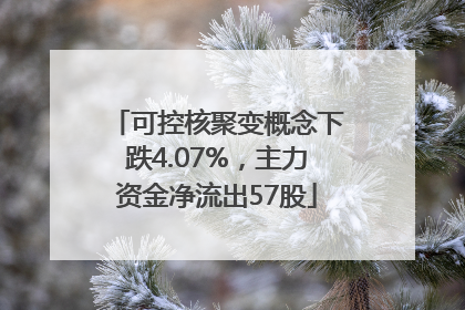 可控核聚变概念下跌4.07%，主力资金净流出57股