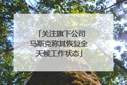 关注旗下公司 马斯克称其恢复全天候工作状态
