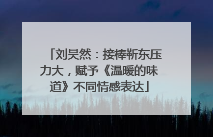 刘昊然：接棒靳东压力大，赋予《温暖的味道》不同情感表达