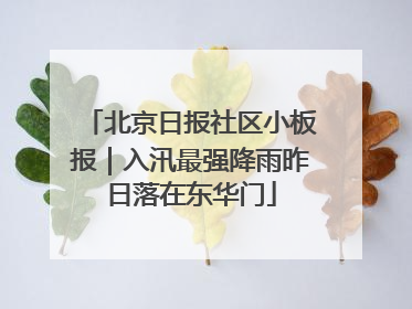 北京日报社区小板报｜入汛最强降雨昨日落在东华门