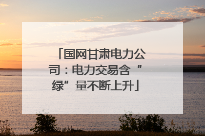 国网甘肃电力公司：电力交易含“绿”量不断上升