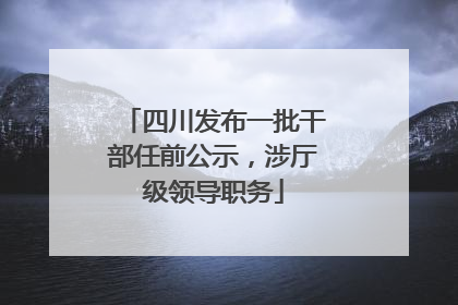四川发布一批干部任前公示，涉厅级领导职务