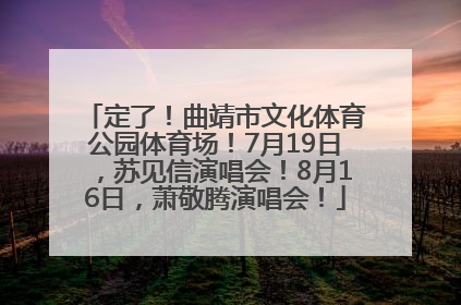 定了！曲靖市文化体育公园体育场！7月19日，苏见信演唱会！8月16日，萧敬腾演唱会！
