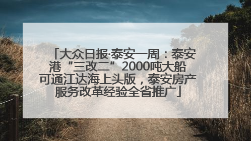 大众日报·泰安一周：泰安港“三改二”2000吨大船可通江达海上头版，泰安房产服务改革经验全省推广