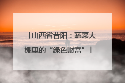 山西省昔阳：蔬菜大棚里的“绿色财富”
