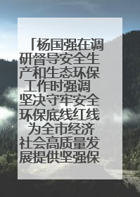 杨国强在调研督导安全生产和生态环保工作时强调 坚决守牢安全环保底线红线 为全市经济社会高质量发展提供坚强保障