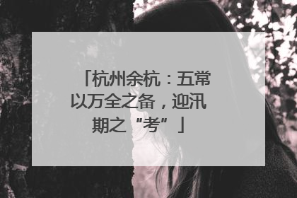 杭州余杭：五常以万全之备，迎汛期之“考”