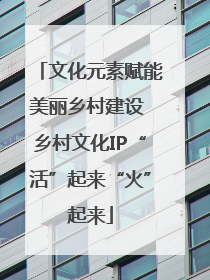 文化元素赋能美丽乡村建设 乡村文化IP“活”起来“火”起来
