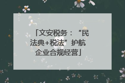 文安税务：“民法典+税法”护航企业合规经营