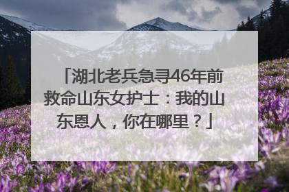 湖北老兵急寻46年前救命山东女护士：我的山东恩人，你在哪里？