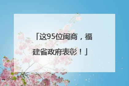 这95位闽商，福建省政府表彰！
