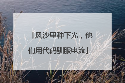 风沙里种下光，他们用代码驯服电流
