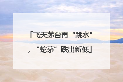 飞天茅台再“跳水”，“蛇茅”跌出新低