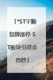 *ST宇顺复牌涨停 ST板块引资金热炒