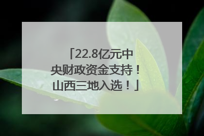22.8亿元中央财政资金支持！山西三地入选！