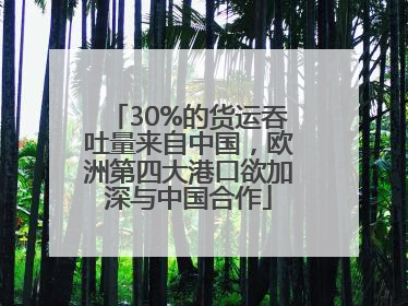 30%的货运吞吐量来自中国，欧洲第四大港口欲加深与中国合作