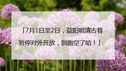 7月1日至2日，益阳明清古巷暂停对外开放，别跑空了哈！