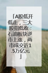 A股低开低走，三大股指低收：石油板块逆市上涨，两市成交近1.5万亿元